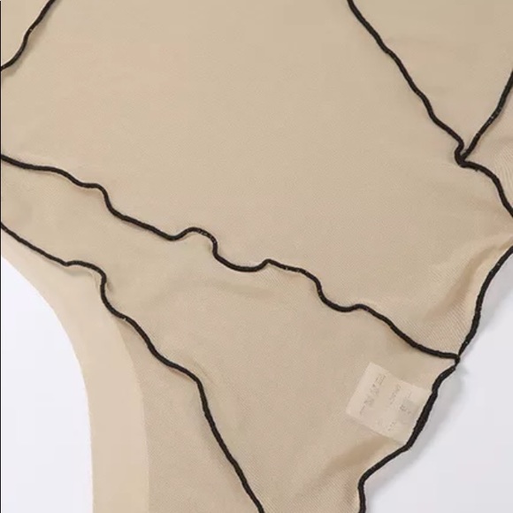 Nue Mesh Patchwork Piping Asymmetrical Bodycon Skirt Set Beach Mini Festival Set - Picture 4 of 6